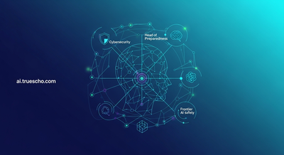 OpenAI logo with shield and icons for cybersecurity, mental health, and AI safety risks, highlighting new Head of Preparedness.