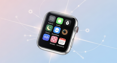 Apple Watch screen displaying productivity apps like Todoist, Drafts, Focus, AutoSleep, and Streaks.