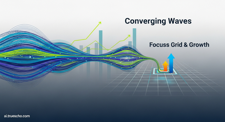 A visual representation of enterprise AI budget growth by 2026, with many small vendor icons consolidating into fewer, larger ones.